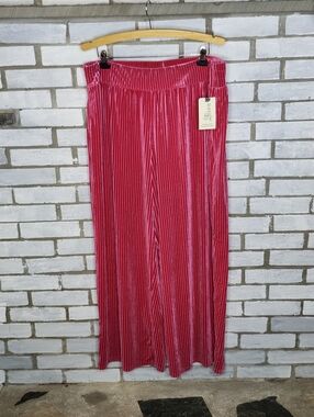 • Terra & Sky Women's Elegant Pink Pull On Velour Novelty Pants Sz 1X (16W-18W)